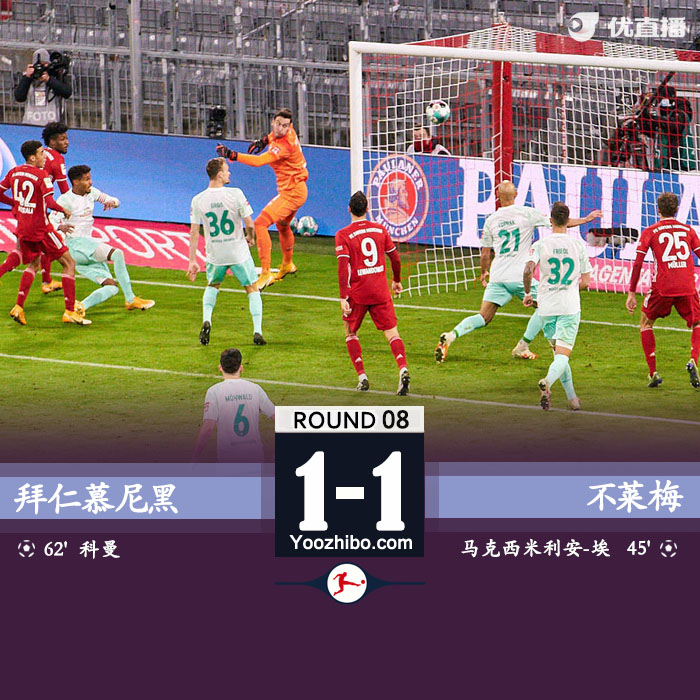 <a href=/zuqiubisa/bayern/ target=_blank class=infotextkey>拜仁</a>慕尼黑1-1云达不莱梅